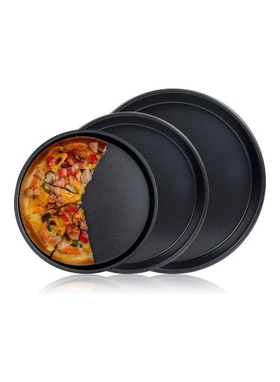 Buy 3-Piece Non-Stick Pizza Pan Black 2.5x25.3cm in Egypt