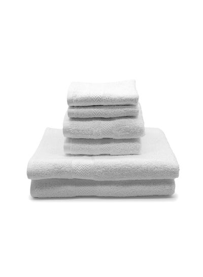 Buy 6-Piece Cotton Towel Set White 70x140cm in UAE