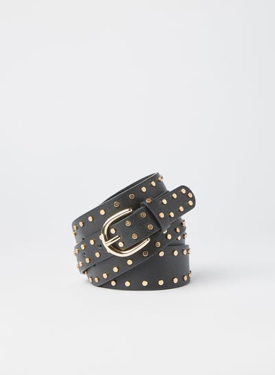 Buy Lisa Studded Leather Belt Black in Saudi Arabia