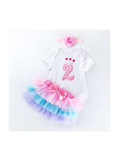 Buy 3-Piece Second Birthday Princess Party Dress Set Multicolour in UAE