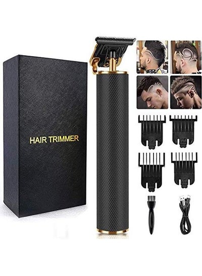 Buy Professional Rechargeable Electric Hair Trimmer Set For Men Black/Golden in UAE