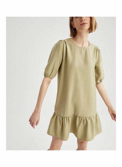 Buy Solid Pattern Pleated Mini Dress Light Mint in Egypt