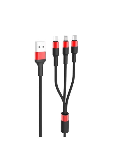 Buy 3 In 1 Fast Charging Cable Black/Red in Saudi Arabia