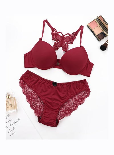 Buy Bra Underwear Set Red in UAE