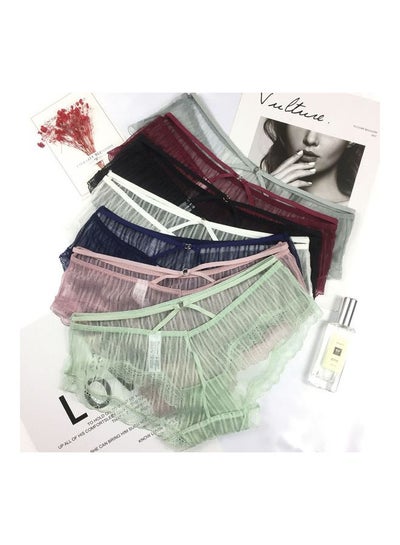 Buy 7-Piece Lace Pattern Underwear Set Multicolour in Saudi Arabia