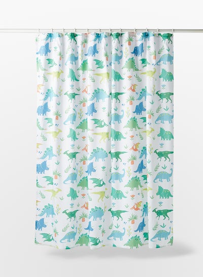 Buy Shower Curtain - 180X180 Cm - 100% Printed Polyester Rings - Dino Color - Bath Curtain Dino 180 x 180cm in Saudi Arabia