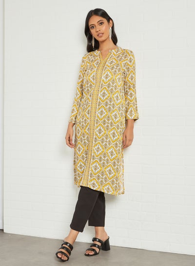 Buy Printed Kurta Mustard in Saudi Arabia