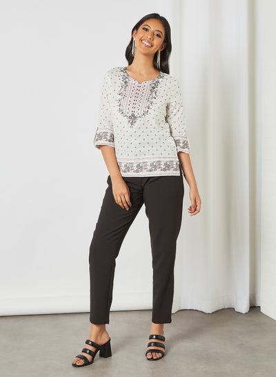 Buy Printed Plumeti Top White in Saudi Arabia