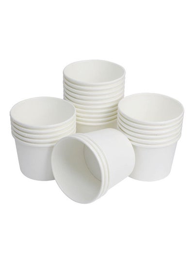Buy 50-Piece Ice Cream Cups With Lids White 16OZ in UAE