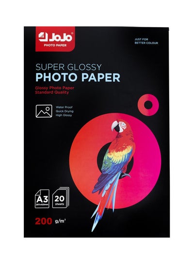 Buy A3 Size Super Glossy Waterproof Photo Paper For All Inkjet Printer 20 Sheets in UAE