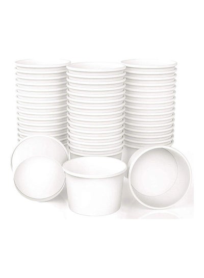 Buy 50-Piece Ice Cream Cups With Lids White 4OZ in UAE