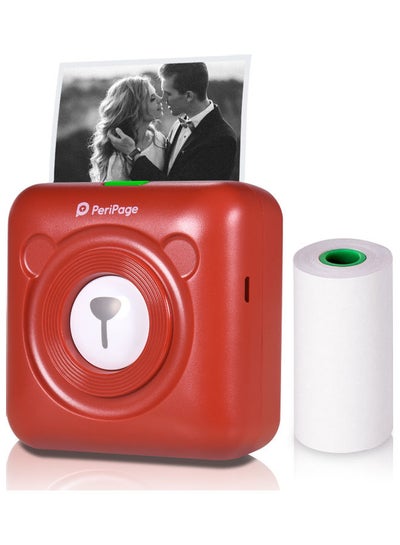 Buy Portable Bluetooth Connection Wireless Mini Thermal Photo/Label/Recept Printer Red in UAE