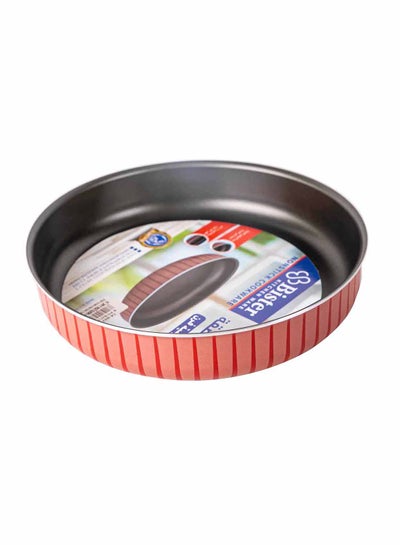 Buy Stripy Round Baking Oven Tray Red & Black 30cm in Saudi Arabia