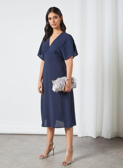 Buy Kimono Sleeve Midi Dress Navy in UAE