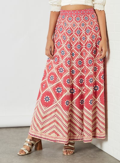 Buy High Rise All-Over Print Skirt Hot Pink in Egypt