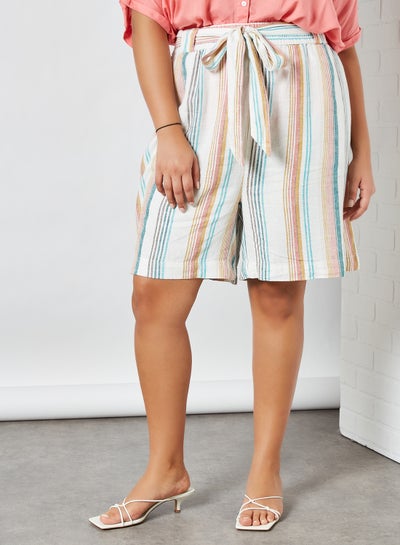 Buy Plus Size Striped Shorts Multicolor in Saudi Arabia