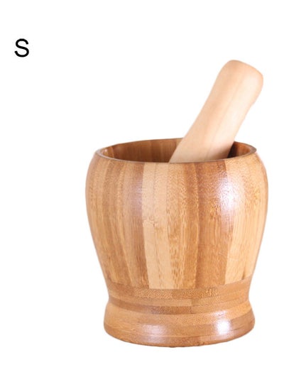 Buy Wooden Garlic Mortar With Pestle Beige in Saudi Arabia