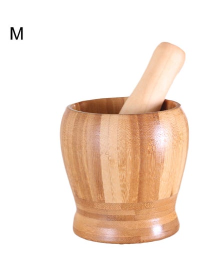 Buy Wooden Garlic Mortar With Pestle Beige in UAE