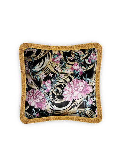 Buy Exotic Floral Decorative Velvet Cushion Cover Multicolour 45x45cm in UAE