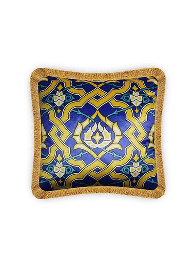 Buy Traditional Damask Motif Decorative Velvet Cushion Cover Multicolour 45x45cm in UAE