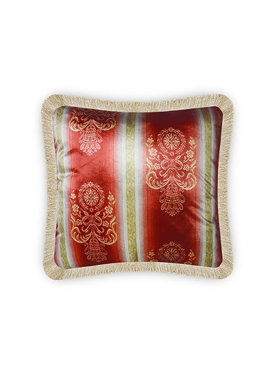 Buy Classic Baroque Floral Decorative Velvet Cushion Cover Multicolour 45x45cm in UAE