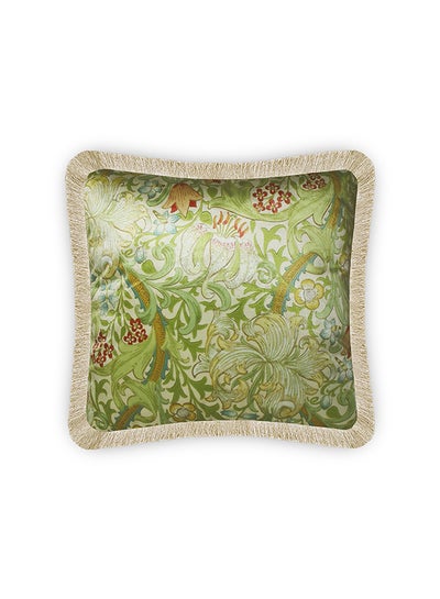 Buy Willian Morris Floral Decorative Velvet Cushion Cover Multicolour 45x45cm in UAE