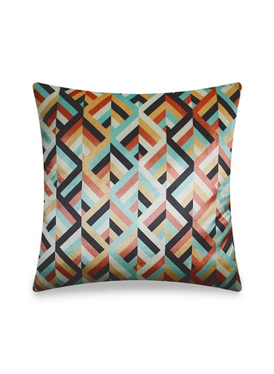 Buy Abstract Maze Art Decorative Velvet Cushion Cover Multicolour 45x45cm in UAE