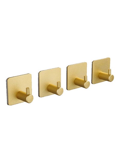 Buy 4-Piece Adhesive Towel Hooks Gold 4.5*4.5cm in UAE