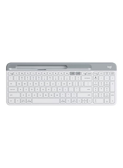 Buy K580 Slim Multi-Device Wireless Keyboard - Bluetooth/Receiver, Compact, Easy Switch, 24 Month Battery, Windows/Mac, Desktop, Tablet, Smartphone, Laptop Compatible, Arabic Keyboard White in Saudi Arabia