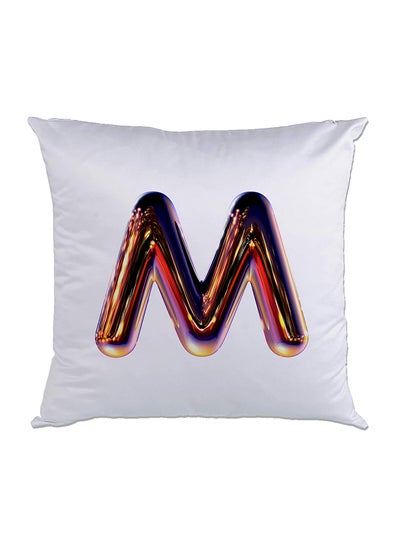 Buy Night Chrome Letter M Printed Cushion Polyester Multicolour 40 x 40cm in UAE