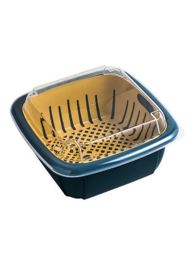 Buy Multifunctional Dual Layer Drain Basket Blue/Yellow in UAE