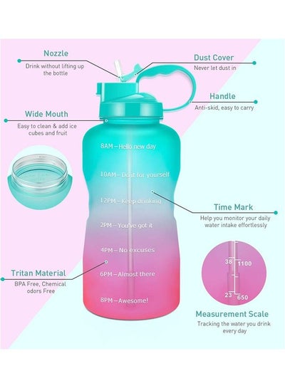 Buy 3.8 Liter Gallon Motivational Water Bottle with Time Marker And Straw in Saudi Arabia