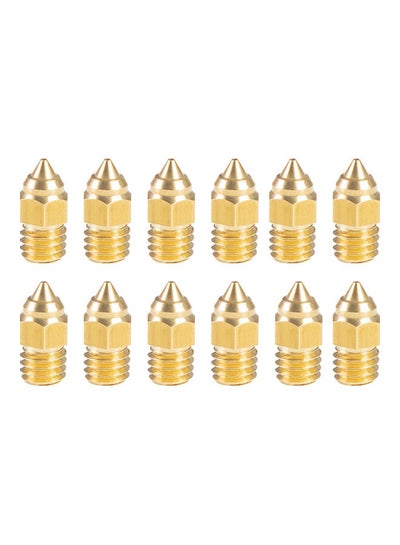 Buy 12-Piece Extruder Brass Nozzle For 3D Printer Gold in UAE