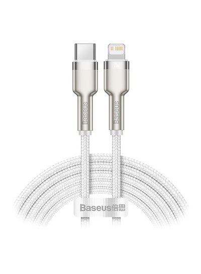 Buy USB C to Lightning Fast Charging Data Transfer Cable PD 20W Cafule Series Power Delivery for iPhone 14/14 Pro/13 Pro/13 Pro Max/13/13 mini, iPad 9, 12 mini/12/12 Pro , 2M White/Silver in Saudi Arabia