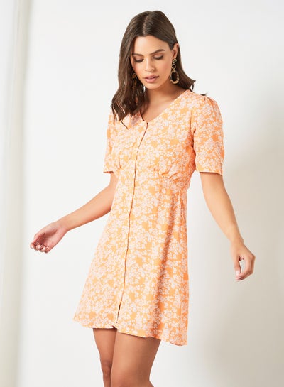 Buy Floral Dress Orange in Saudi Arabia