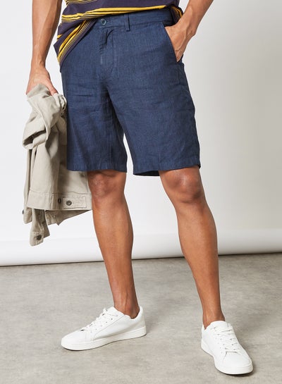 Buy Linen Bermuda Shorts Navy in Egypt