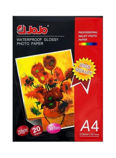 Buy 20-Sheets Two Face Glossy Inkjet Photo Paper A4 in UAE