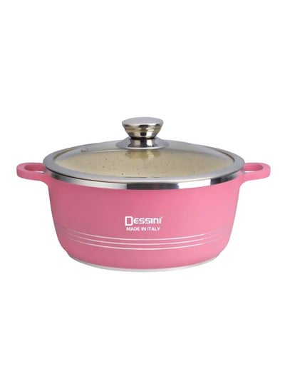 Buy Granite Casserole Pot Pink/Clear/Silver 24cm in UAE