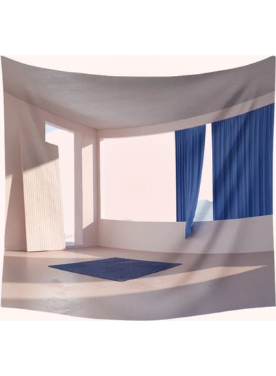 Buy Window Sea View Outside Design Wall Hanging Tapestry White/Blue 150X200cm in UAE