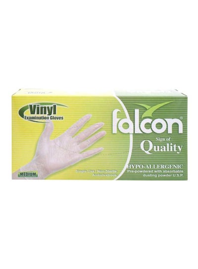 Buy Vinyl Examination Medium Gloves Pack Of 100 Clear in UAE