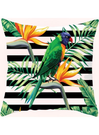 Buy Tropical Bird Design Cushion Cover Multicolour 45x45cm in UAE