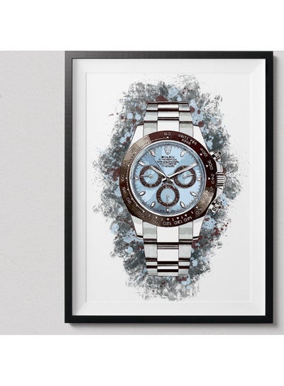 Buy Rolex Daytona Platinum Fine Art Poster With Frame Multicolour 30X40 CM in UAE