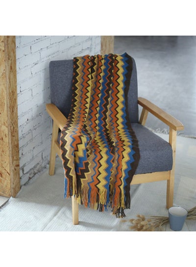 Buy Imitation Blanket Cashmere Yellow/Brown/Blue 130x200cm in UAE