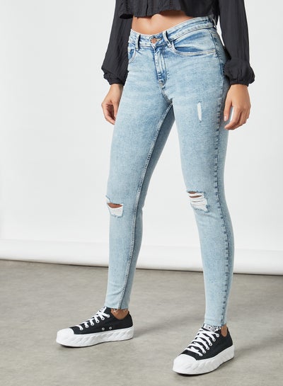 Buy Ripped Skinny Jeans Bleached Blue in UAE