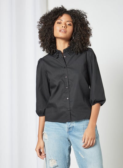 Buy Lace Collar Shirt Black in Egypt