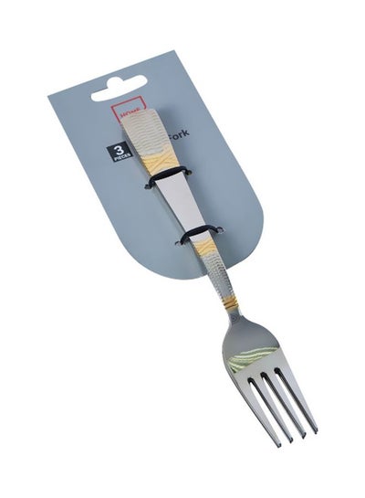 Buy 3-Piece Casa Table Fork Set Silver/Gold 19.25x1.5x2.75cm in UAE