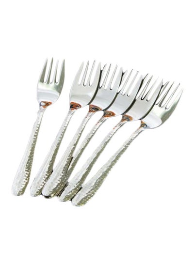 Buy 6-Piece Hammered Cake Fork Set Silver 15x1.5x2.5cm in Saudi Arabia