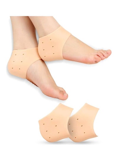 Buy Silicone Gel heel protector Pad Socks for Heel Swelling Pain Relief, Foot Care and Ankle Support Cushion Beige 9.5 * 10cm in Egypt