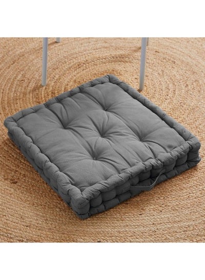 Buy Atlanta Solid Floor Cushion Cotton Grey 50x50cm in UAE