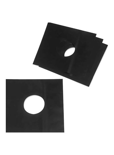 Buy 4-Piece Glass Fiber Gas Stove Protectors Black 27cm in Saudi Arabia